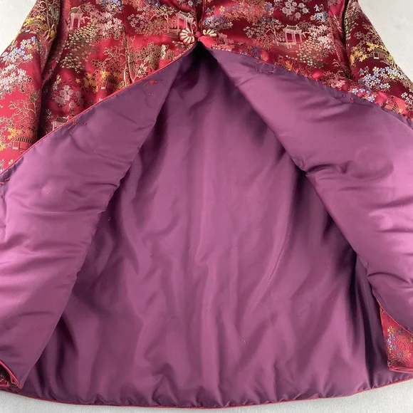 Kat Street Vintage Made in Hong Kong Chinese Asian Red Satin Jacket Women's XL - Picture 7 of 13